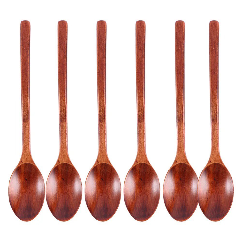 6 pcs Cooking Dessert Long Handle Tableware Kitchen Coffee Spoon