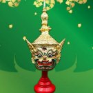 Khon Mask Thao Wessuwan God of Wealth - Prosperity and Protection 18cm x 12cm Khon Mask Thao Wessuwan God of Wealth - Prosperity and Protection 18cm x 12cm