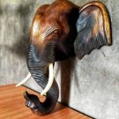 Handcrafted Wooden Elephant Head Wall Decor Size L - 10 X 10 Inches