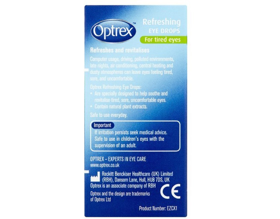 Optrex Refreshing Eye Drops For Tired Eyes Revitalises 10ml
