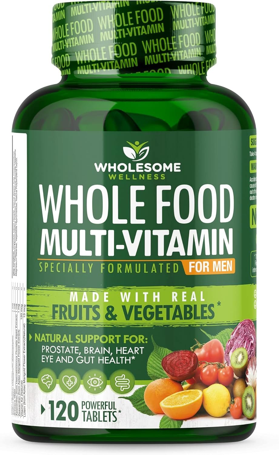 Wholesome Wellness Whole Food Multivitamin for Men - Natural Multi Vitamins