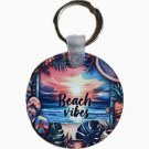 Beach Vibes Sunset Round Keychain