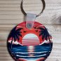 Retro Sunset Beach Palm Tree Circular Keychain