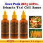 3x Chili Sauce Sriracha Yellow Strong Hot Three Mountains Brand Original 285g