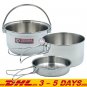 Zebra Stainless Steel 3 Pcs Pot & Pan Set Portable Camping and Travel with Bag
