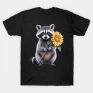 Raccoon Holding Sunflower Cute Flower Mothers Day T-Shirt Raccoon Holding Sunflower Cute Flower Mothers Day T-Shirt