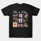 Christian She Is Mom Boho Floral Coquette Bow Mothers Day T-Shirt