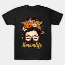 Mom Life Bleached Shirt Mom Life Leopard Messy Bun T-Shirt