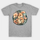 Mother And Baby Squirrel Embracing In Flowers Garden T-Shirt