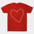 Minimal White Heart Line Drawing T-Shirt