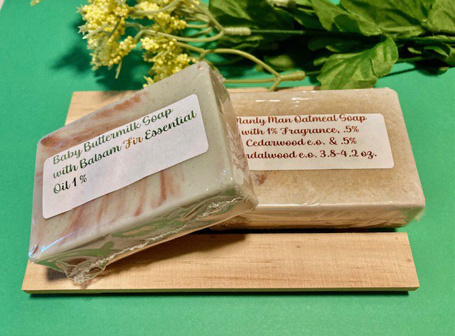 Set Two Scented Soaps-Oatmeal Manly Man with Cedarwood and Sandalwood-Balsam Fir S6
