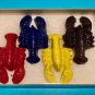 Set Four Large Lobster Crayfish Coloring Crayons-Sea Shrimp Birthday Crayons Red Blue SA