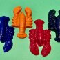Set Four Large Lobster Crayfish Coloring Crayons-Sea Shrimp-Orange Blue Violet SB