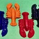 Set Four Large Lobster Crayfish Coloring Crayons-Sea Shrimp-Orange Blue Violet SB