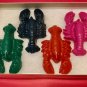 Set Four Large Lobster-Crayfish Coloring Crayons-Sea Shrimp Birthday Green Pink SC