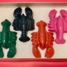 Set Four Large Lobster-Crayfish Coloring Crayons-Sea Shrimp Birthday Green Pink SC