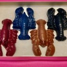 Set Four Large Lobster Crayfish Coloring Crayons-Ocean-Shrimp Birthday Party Brown Red Violet SD