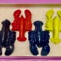 Set Four Large Lobster-Crayfish Coloring Crayons-Birthday Party-Sea- Shrimp Red Orange Indigo SE