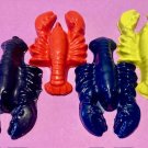 Set Four Large Lobster-Crayfish Coloring Crayons-Birthday Party-Sea- Shrimp Red Orange Indigo SE