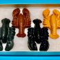 Set Four Large Lobster Crayfish Coloring Crayons-Sea Shrimp-Birthday Party Brown Black Apricot SF