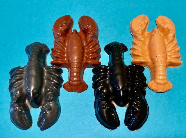 Set Four Large Lobster Crayfish Coloring Crayons-Sea Shrimp-Birthday Party Brown Black Apricot SF