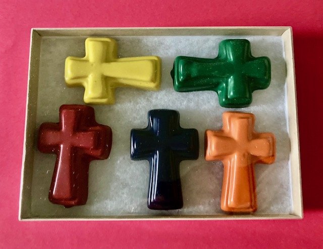 Set Five Big Cross Coloring Crayons In Gift Box-Great Easter Or Birthday Gift