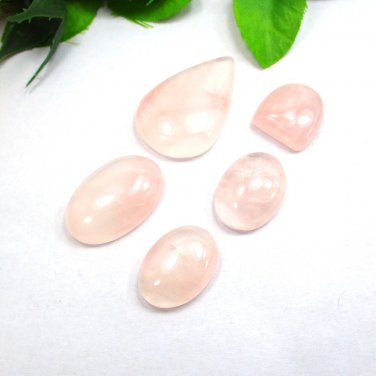 Natural Rose Quartz Wholesale 5 PCS Lot, Mix Shape Rose Quartz Cabochon