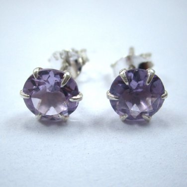 Natural Amethyst Stud Earrings 925 Sterling Silver, Purple Amethyst, Brand New