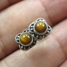 Brown Color Natural Tiger's Eye Gemstone, 925 Pure Solid Silver Stud Earrings