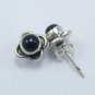 Flower Style Round Shape Genuine Black Onyx Gemstone Jewelry, 925 Pure Silver