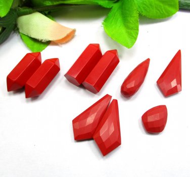 Red Coral Gemstone, Good Quality Cabochon Gemstone, 9 Pieces, Red Gemstone