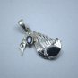 2 Pear Shape Blue Color Simulated Sapphire Gemstone New Pendant, 925 Pure Silver