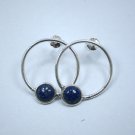 Genuine Lapis Lazuli Earrings 925 Silver, Dark Royal Navy Blue Round, Blue Color Genuine Lapis Lazuli Earrings 925 Silver, Dark Royal Navy Blue Round, Blue Color