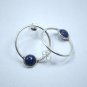Genuine Lapis Lazuli Earrings 925 Silver, Dark Royal Navy Blue Round, Blue Color
