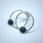Genuine Lapis Lazuli Earrings 925 Silver, Dark Royal Navy Blue Round, Blue Color