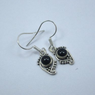 Natural Black Onyx Gemstone Round Shape 2.8 cm Earrings Jewelry For Girls India