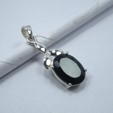 Natural Black Onyx Oval Shape Pendant, 925 Sterling Silver Jewelry Designer Item