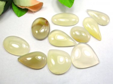 10 PCS Lot, White Color Real White Onyx Multi Shape Beautiful Gemstone Cabochon