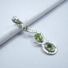 2 Genuine Peridot Gemstone Pendant, Oval Shape 925 Sterling Silver Jewelry