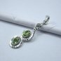 2 Genuine Peridot Gemstone Pendant, Oval Shape 925 Sterling Silver Jewelry