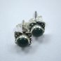 925 Sterling pure Solid silver, stud earrings with Genuine Green Onyx gemstone