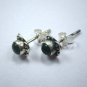 925 Sterling pure Solid silver, stud earrings with Genuine Green Onyx gemstone