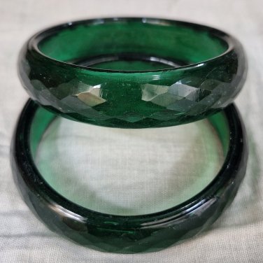 Handcrafted Green T color Crystal Bangles for girls and women pack of 2