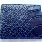 Genuine Real Belly Legs Crocodile Alligator Skin Leather Man Bifold Navy Blue Wallet River