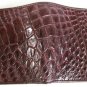 Genuine Real Bone Crocodile Alligator Skin Leather Man Bifold Dark Brown Wallet Exsootti