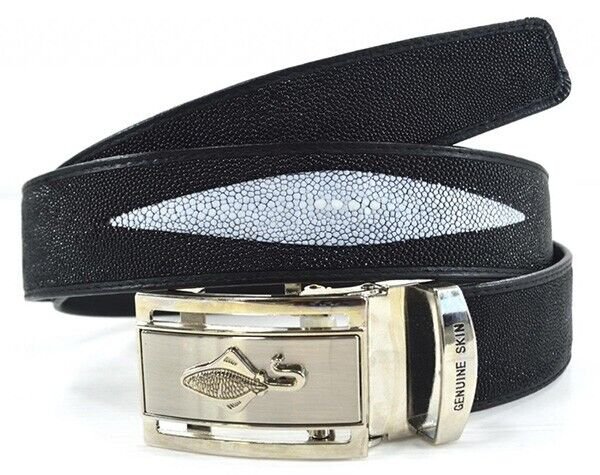 Genuine Real Stingray Skin Leather Men's Black Belt 35-48"