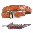 Genuine Real Backbone Crocodile Alligator Skin Leather Men's Golden Tan Belt 35-48"