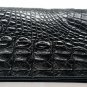 Genuine Real Bone Crocodile Alligator Skin Leather Checkbook Long Black Wallet