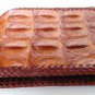 Genuine Real Back Bone Crocodile Alligator Skin Leather Man Bifold Golden Tan Wallet Woven