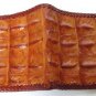 Genuine Real Back Bone Crocodile Alligator Skin Leather Man Bifold Golden Tan Wallet Woven